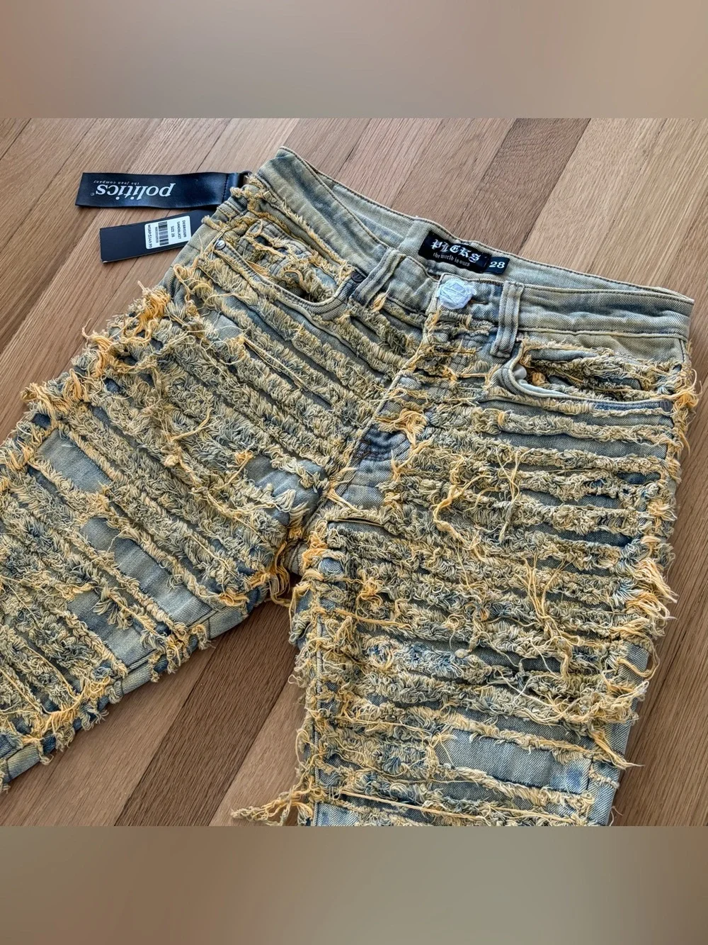 New Politics Jeans Co Deadstock Denim Distressed/Flare Sandblast With Tags $128